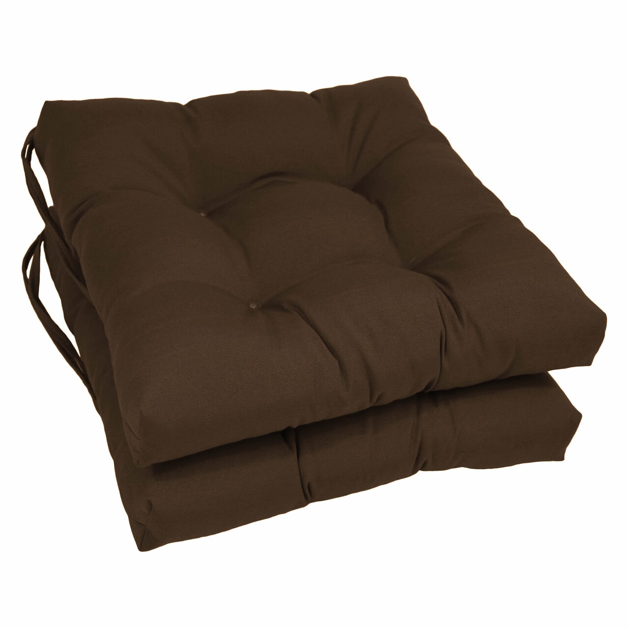 16-inch Solid Twill Square Tufted Chair Cushions (Set of 2) - Chocolate